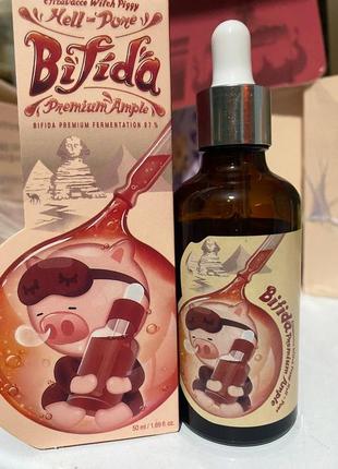 Сироватка для обличчя elizavecca witch piggy hell-pore bifida premium ample нічна відновлювальна з біфідобактеріями 50 мл