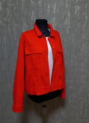 Пиджак, жакет, блейзер 100 % хлопок ,котоновый, красный ,бренд lindex.