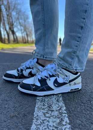 Мужские кроссовки nike sb dunk low robinson black white beige4 фото