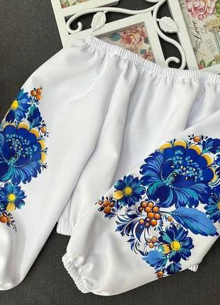 Блуза-топ з термо вишивкою в українському стилі