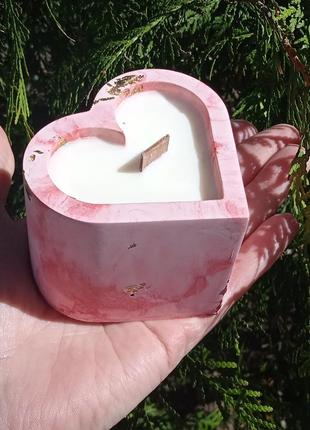 Свічка з соєвого воску "серденько"3 фото