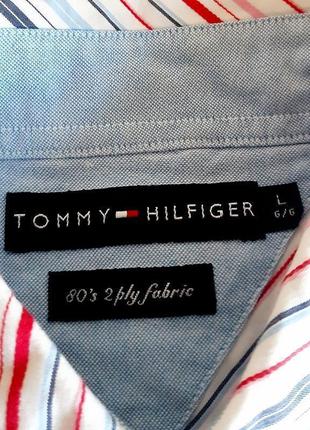 Шикарная белая рубашка в разноцветную полоску tommy hilfiger 80's 2 ply made in mauritius