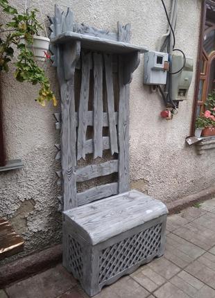 Прихожая из дерева "сундук" мебель под старину ( вешалка )
