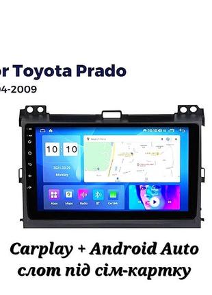 Магнитола android toyota land cruiser prado 120, 6/128, 8 ядер, carplay, слот под сим-карту + рамка!