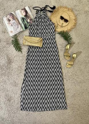 Натуральна максі сукня у геометричний принт №201