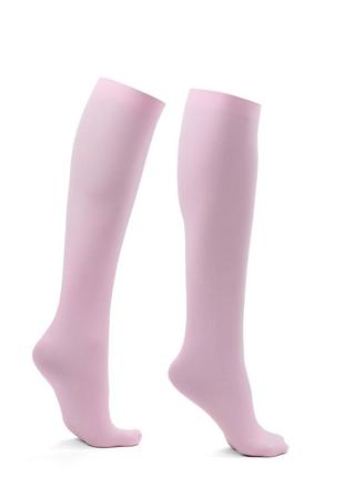 Пудрові гольфи під колінку без візерунків 3420 довгі шкарпетки пудра копронові носочки...