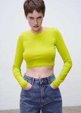 Zara новый кроп топ кофточка зара укороченная хлопок испания4 фото