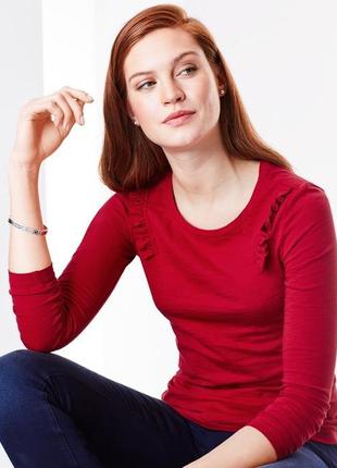 Хлопковая блузка лонгслив с рюшами tcm tchibo