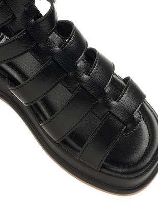 Босоніжки шкіряні на зручній платформі та танкетціі,на високій підошві ,стильні і модні чорні 1350л5 фото