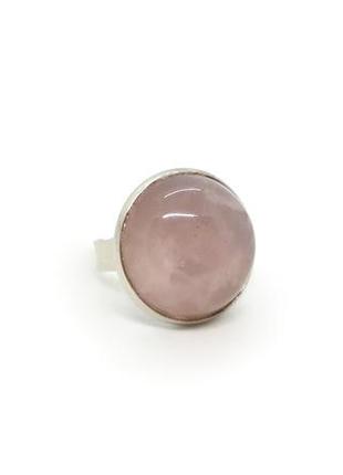 🩷💍 стильное круглое кольцо 20 мм натуральный розовый кварц