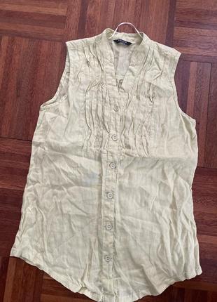 Нова льняна зелена салатова блуза сорочка moda at george 14 (40) uk 🇬🇧