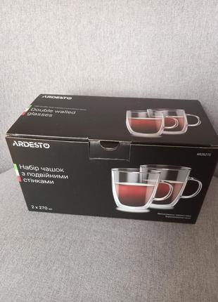 Набір чашок ardesto для лате з подвійним дном 270 мл 2 шт (ar2627g)2 фото