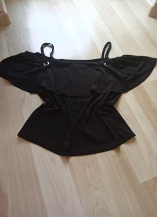 Майка пляжная,топ,футболка женская бретели, черная базовая,лито