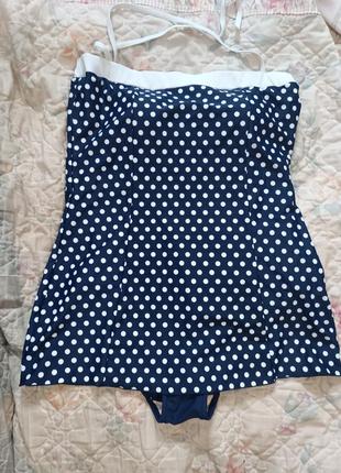 Синій стильний купальник - сукня, танкіні у басейн чи пляж