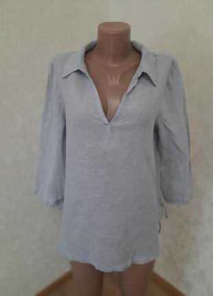 Шикарная льняная свободная рубашка рубашка 100% лен issac mizrahi