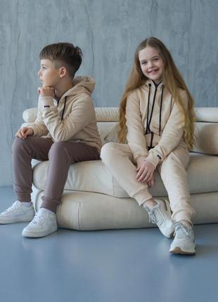 Спортивний костюм якісний піньє бавовна худі капюшон оверсайз світшот кофта весна осінь штани прямі по фігурі джогери завужені манжети