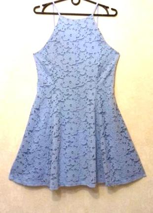 Кружевное платье на брительках мини / гепюровое платье сарафан