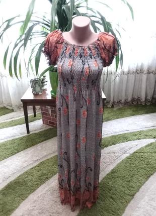 Платье, сарафан - р.46-48. цвет  - серебро + оранж