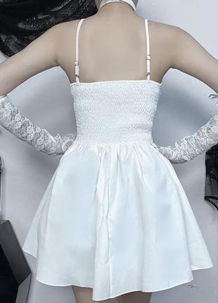 Сукня біла з хрестом та стрічками в стилі лоліта готика