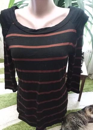 Брендовая футболка в полоску  principles petite. рукав 3/4 - р- 46. вискоза.