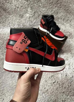 Кросівки nike air jordan 1 x off white чорно-червоні8 фото