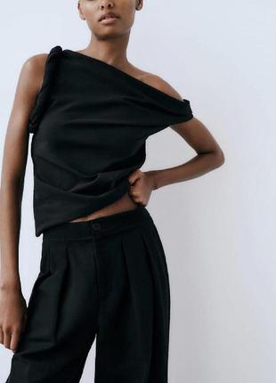 Классный черный асимметричный топ zara