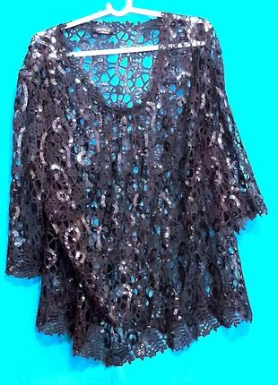 Блузка мереживна з пайетками ажурна