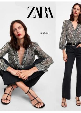 Zara шифоновый боди в принт питона