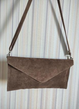 Невелика жіноча замшева сумка крос-боді genuine leather, made in italy.