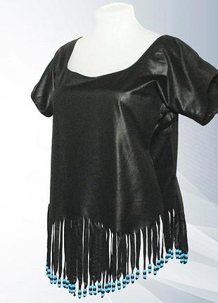 Трикотажная футболка имитация кожи  hand made
