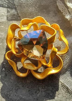 Брошка - кулон " gold ribbon rose" 5,1 см