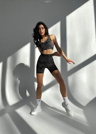 Спортивная одежда для женщин комплект топ и шорты женский бесшовный комплект шорты с пушап5 фото