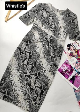 Платье женское миди серого цвета в животный принт от бренда whistle's s