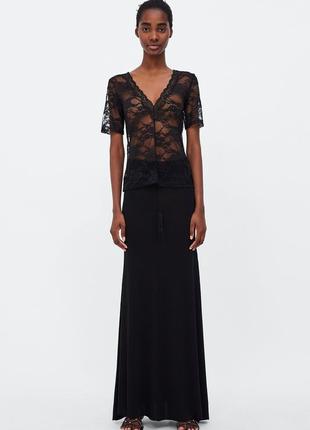 Блуза zara s мереживо стрейч нюанс5 фото