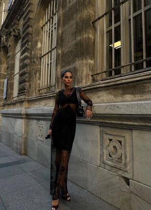 Стильна чорна сукня у сітку ❤️ жіноча сукня максі ❤️ елегантна сукня сітка8 фото