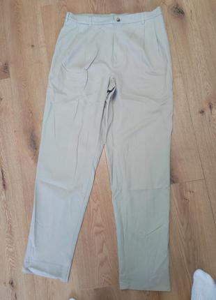 Брюки брюки мужские бежевые прямые, длинные cotton casual slim regular fit man, размер xl