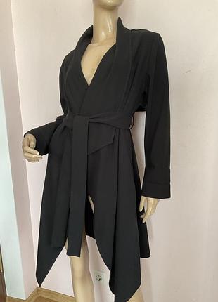 Чорний подовжений жакет під пояс/ s/ brend new look