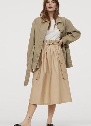 Хлопковая миди юбка карго h&m 100% хлопок2 фото