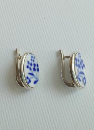 Серебряные серьги с керамикой