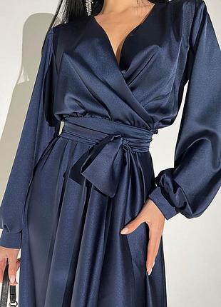 Платье макси женское длинное, в пол, на запах, вечернее, нарядное, на запах, шелковое,...