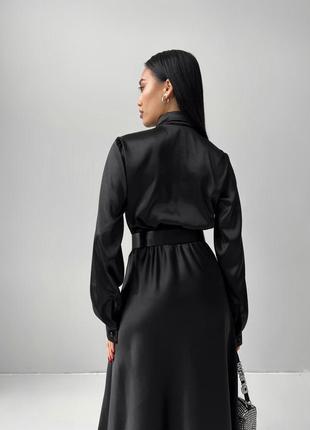 Платье - макси женское длинное, атласное, с длинным рукавом нарядное, вечернее на...