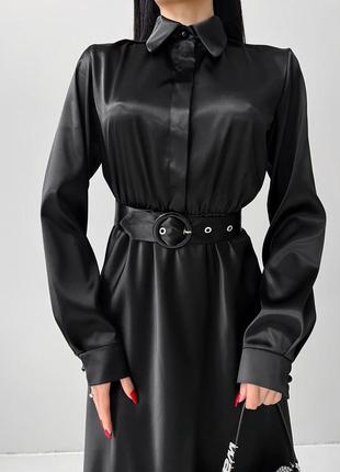 Платье - макси женское длинное, атласное, с длинным рукавом нарядное, вечернее на...