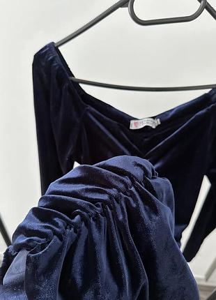 Тепле синє плаття вілюр