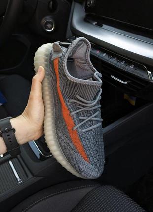 🔥чоловічі кросівки adidas yeezy boost 350 v2 темно-сірі з помаранчевим2 фото