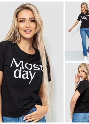 Футболка жіноча з принтом, колір чорний