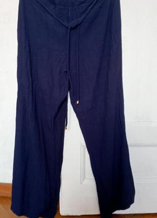 Натуральні віскоза віскозні брюки-спідниця палацо чорничного кольору із плетеним пасочком-шнурком