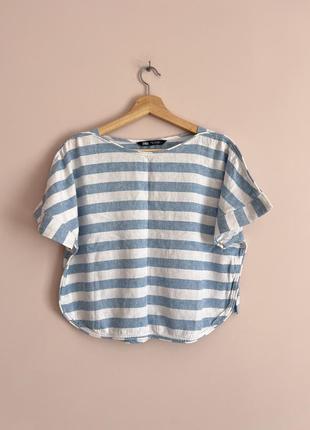 Футболка zara органический лен в полоску