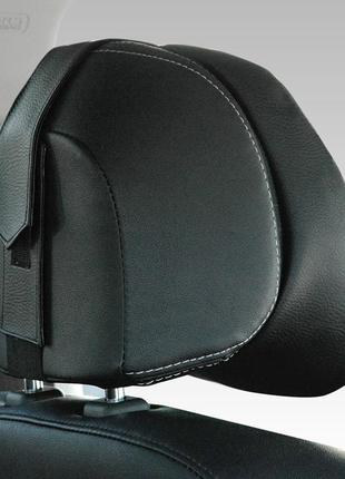 Подушка автомобильная под голову comfortline на подголовник экокожа черная3 фото