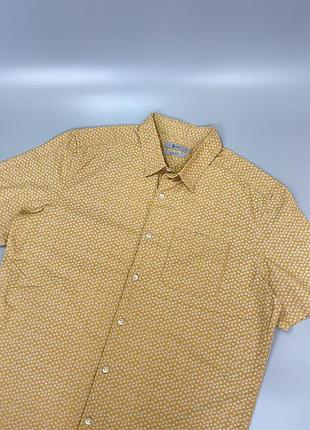 Жовта легка теніска tu man з принтом, узором, візерунком, гавайка, гавайська пляжна сорочка, шведка, гірчична, літня, легка