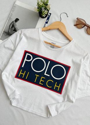 Белая укороченная футболка poli ralph lauren